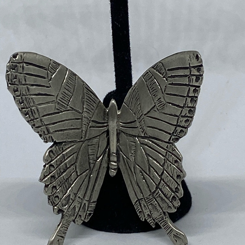 PEWTER butterfly earrings and brooch set dangle butterflies - Picture 2 of 11